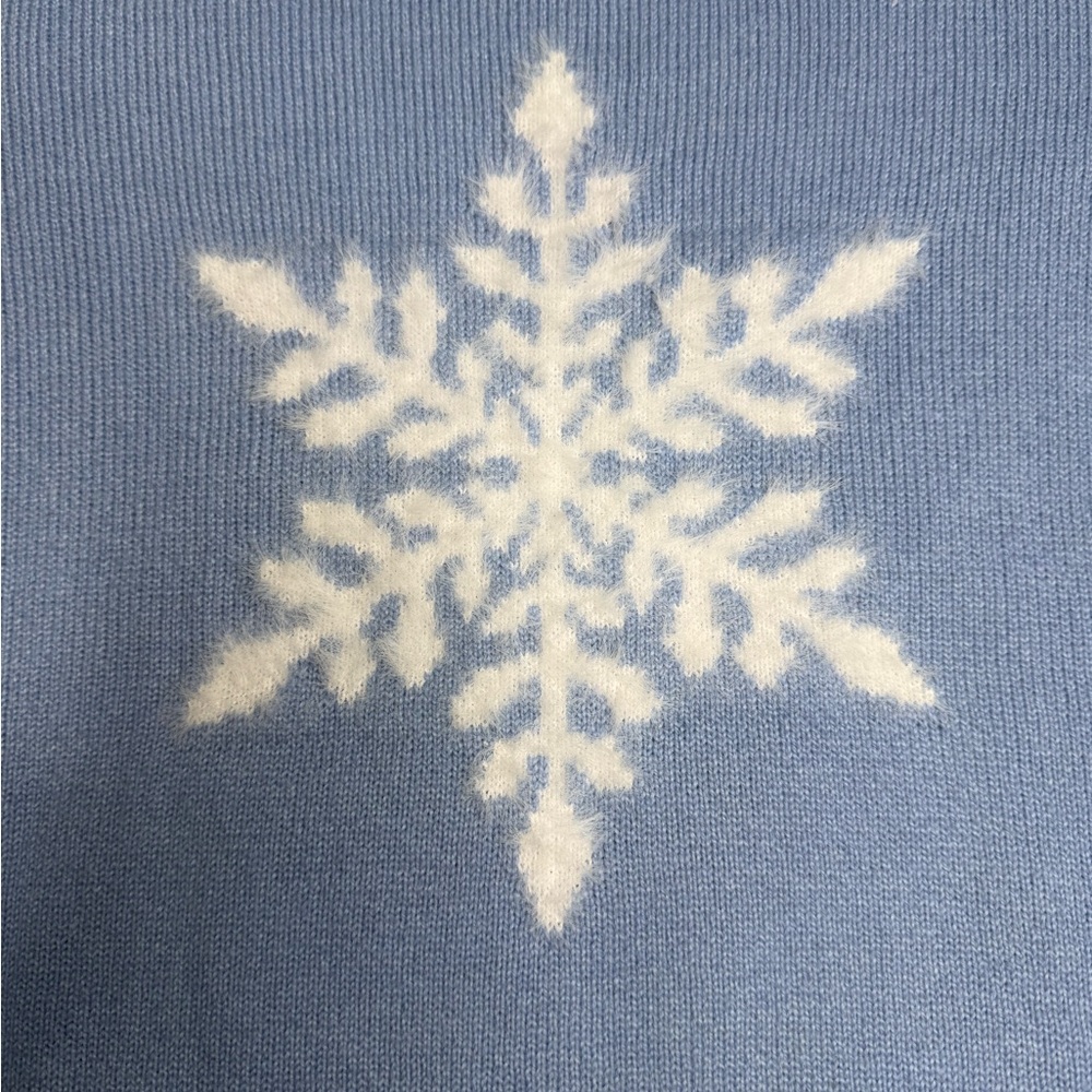 Soft Surroundings Draya Blue Eyelash Snowflake Knit Crew Pullover Sweater 2x - Picture 6 of 9